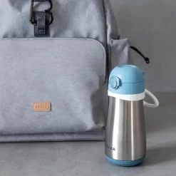 Beaba - Garrafa de Água Infantil de Aço Inoxidável, Chuva