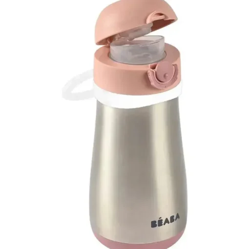 Beaba - Garrafa de Água Infantil de Aço Inoxidável, Rosa