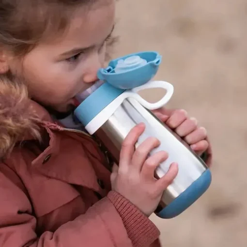 Beaba - Garrafa de Água Infantil de Aço Inoxidável, Chuva