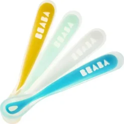 Beaba - 4Pk Colheres de Silicone Primeiro Estágio, Chuva
