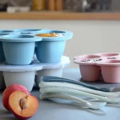 Beaba - Recipiente de armazenamento de comida para bebê de silicone multiporções, chuva