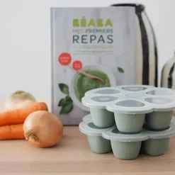 Beaba - Recipiente de silicone para comida de bebê multiporções, Sálvia