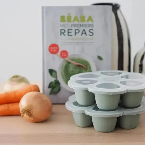 Beaba - Recipiente de silicone para comida de bebê multiporções, Sálvia