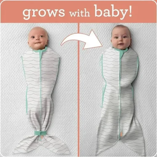 Bebê de verão - SwaddleMe Room to Grow Pod, 0-6 meses, 1 pacote, Teal Waves