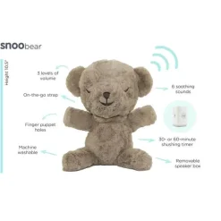 Bebê mais feliz - Máquina de ruído branco Snoobear Chupeta de pelúcia para bebê