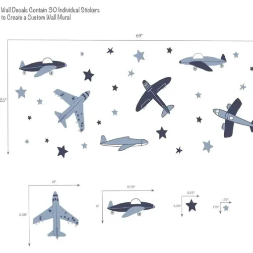 Bedtime Originals - Adesivos de parede Little Aviator