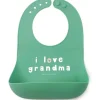 Bella Tunno - babador Wonder, babador de silicone para bebê, sem BPA tóxico, eu amo a vovó