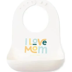 Bella Tunno - babador Wonder, babador de silicone para meninas e meninos, babador de silicone macio sem BPA não tóxico, eu amo mamãe