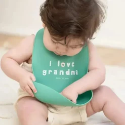 Bella Tunno - babador Wonder, babador de silicone para bebê, sem BPA tóxico, eu amo a vovó