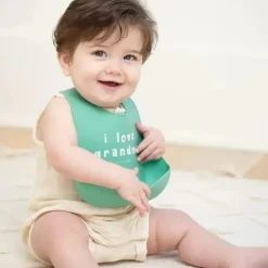 Bella Tunno - babador Wonder, babador de silicone para bebê, sem BPA tóxico, eu amo a vovó