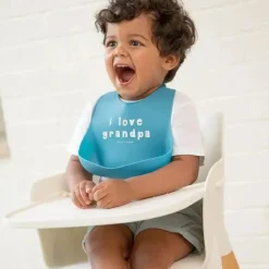 Bella Tunno - babador Wonder, babador de silicone para bebê, sem BPA tóxico, eu amo o vovô