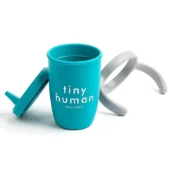 Bella Tunno - Minúsculo copo humano feliz com canudinho, azul