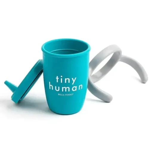 Bella Tunno - Minúsculo copo humano feliz com canudinho, azul