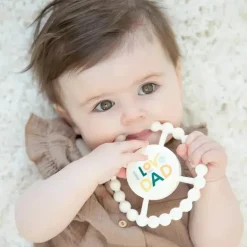 Bella Tunno - Mordedor feliz, brinquedo para mordedor de bebê macio e fácil de segurar, não tóxico e sem BPA, eu amo o papai
