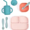Bella Tunno - pacote Little Bites, conjunto de alimentação para bebês, 100% silicone de qualidade alimentar, castelo de confete
