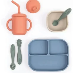 Bella Tunno - pacote Little Bites, conjunto de alimentação para bebês, silicone 100% de qualidade alimentar, Jungle Safari