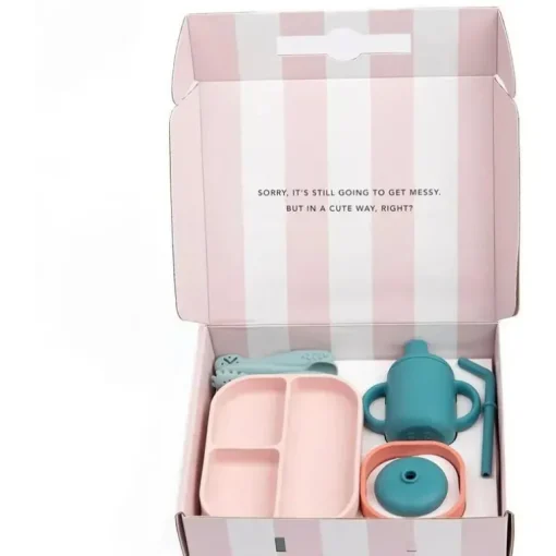 Bella Tunno - pacote Little Bites, conjunto de alimentação para bebês, 100% silicone de qualidade alimentar, castelo de confete