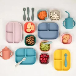 Bella Tunno - pacote Little Bites, conjunto de alimentação para bebês, silicone 100% de qualidade alimentar, Magic Meadow