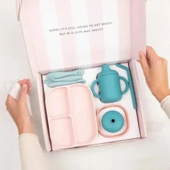 Bella Tunno - pacote Little Bites, conjunto de alimentação para bebês, 100% silicone de qualidade alimentar, castelo de confete