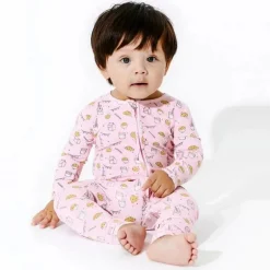 Bellabu Bea - Footie conversível de bambu rosa com leite e biscoitos