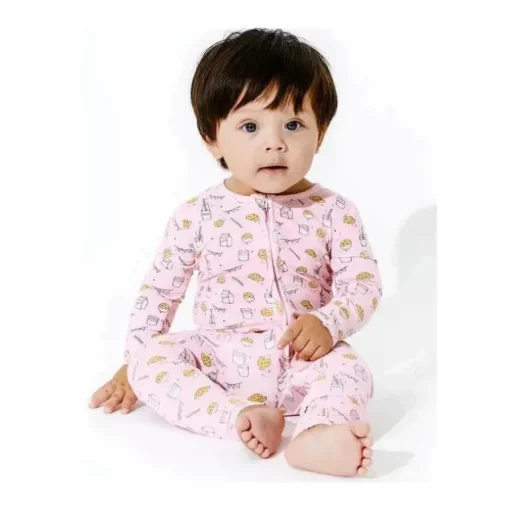 Bellabu Bea - Footie conversível de bambu rosa com leite e biscoitos