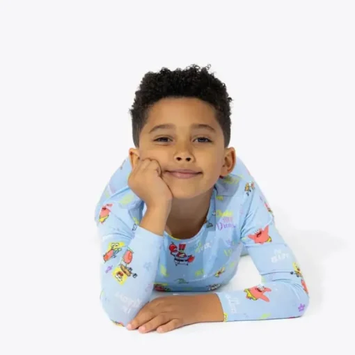 Bellabu Bear - Bob Esponja Calça Quadrada, Pijama Infantil de Bambu Good Vibes
