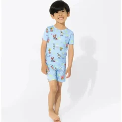Bellabu Bear – Conjunto curto de pijama infantil Good Vibes Bob Esponja de bambu Calça Quadrada