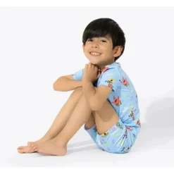 Bellabu Bear – Conjunto curto de pijama infantil Good Vibes Bob Esponja de bambu Calça Quadrada