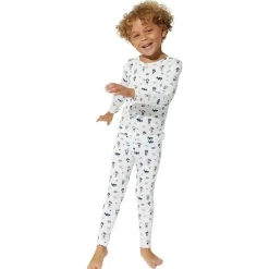 Bellabu Bear – Conjunto de pijama de manga comprida e calça pirata para bebês meninos