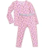 Bellabu Bear - Milk And Cookies Pink Kids Bamboo Pajamas, 18-24M