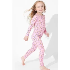 Bellabu Bear - Milk And Cookies Pink Kids Bamboo Pajamas, 18-24M