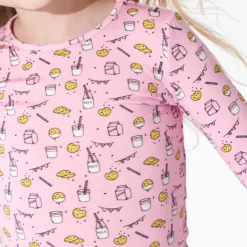 Bellabu Bear - Milk And Cookies Pink Kids Bamboo Pajamas, 18-24M