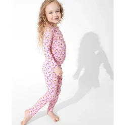 Bellabu Bear - Milk And Cookies Pink Kids Bamboo Pajamas, 18-24M