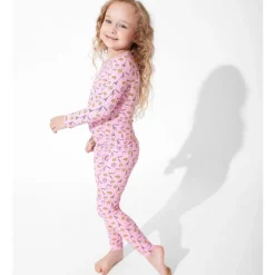 Bellabu Bear - Milk And Cookies Pink Kids Bamboo Pajamas, 18-24M