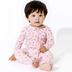 Bellabu Bear - Pijama infantil de bambu rosa Milk And Cookies