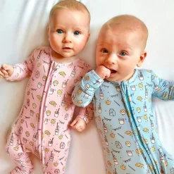 Bellabu Bear - Pijama infantil de bambu rosa Milk And Cookies