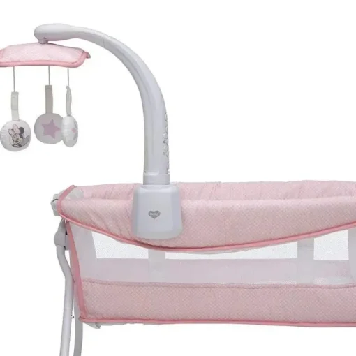 Berço portátil dobrável de cabeceira Delta Deluxe Activity Sleeper para bebê - Disney Minnie Mouse