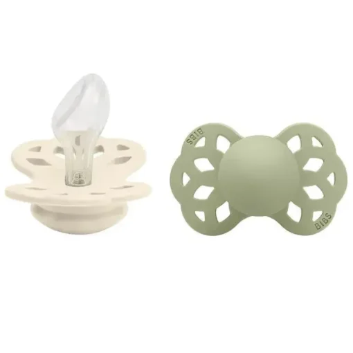BIBS - 2 unidades de chupeta anatômica Ivory/Sage Infinity, 6/18M