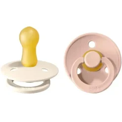 BIBS - 2 unidades de chupeta de bebê de borracha natural blush/marfim, 6/18M