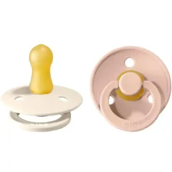 BIBS - 2 unidades de chupeta de bebê de borracha natural blush/marfim, 0/6M