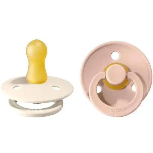 BIBS - 2 unidades de chupeta de bebê de borracha natural blush/marfim, 0/6M