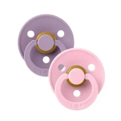 BIBS - 2 unidades de chupeta de borracha natural lavanda/rosa bebê, 0/6M