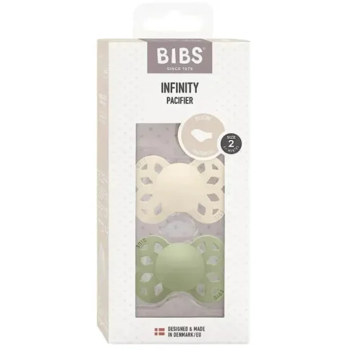 BIBS - 2 unidades de chupeta anatômica Ivory/Sage Infinity, 6/18M