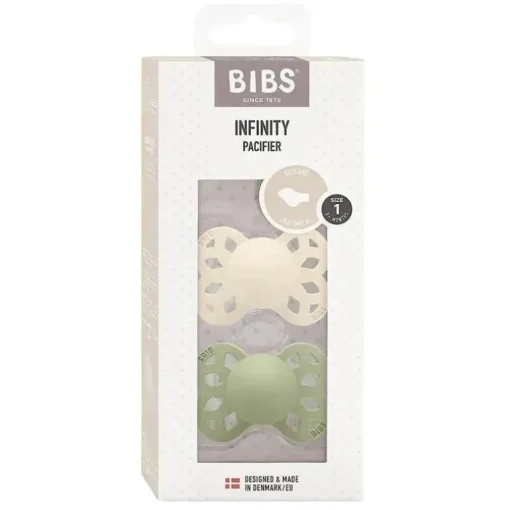 BIBS - 2 unidades de chupeta anatômica Ivory/Sage Infinity, 0/6M