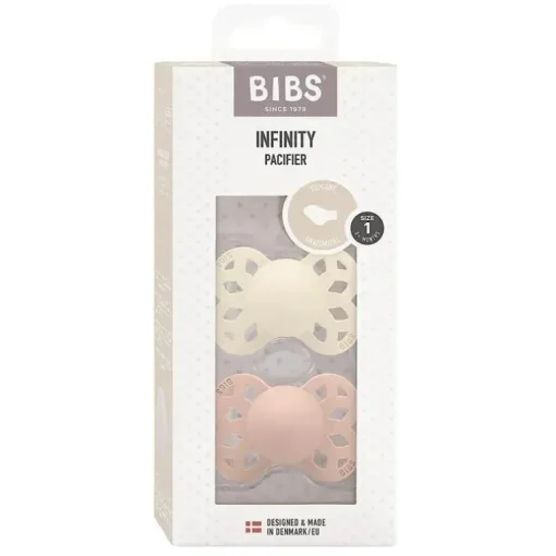 BIBS - 2 unidades de chupeta anatômica Ivory/Blush Infinity, 0/6M