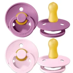 BIBS - 2 unidades de chupeta de borracha natural lavanda/rosa bebê, 0/6M