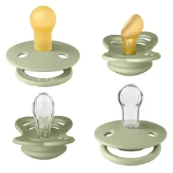 BIBS – Chupeta Try-it De Lux Sage Borracha Natural e Silicone, 0/6M
