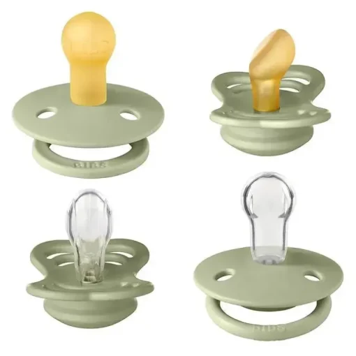 BIBS – Chupeta Try-it De Lux Sage Borracha Natural e Silicone, 0/6M
