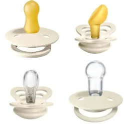 BIBS - Chupetas Try-it De Lux Ivory Borracha Natural e Silicone, 0/6M