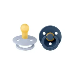 BIBS - 2Pk Dusty Blue/Steel Blue Rubber Natural Baby Chupeta, 6/18M